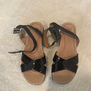 UGG ankle strap patent leather sandals